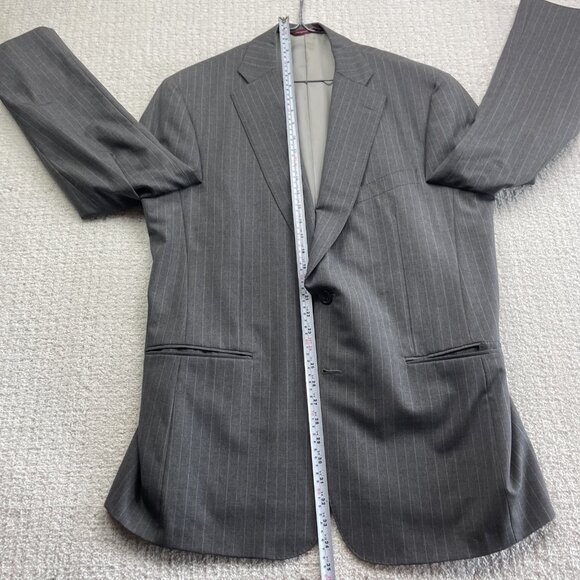 Samuelsohn Men's Sports Coat 42R Grey Wool Super 100s w/ CHalk Line Canada Made - Picture 13 of 16
